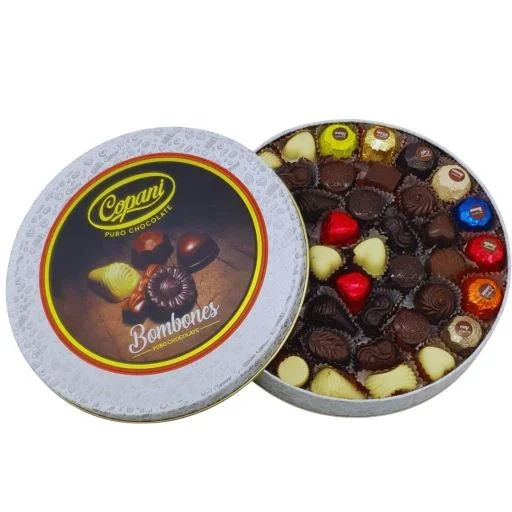 Lata redonda de bombones de chocolate 840 gr
